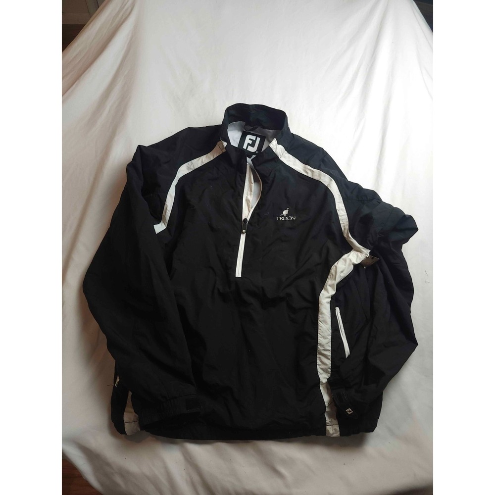 FootJoy Troon Windbreaker Mens L Black White Golf Performance Sporty‎ Athleisure